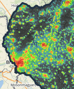 Mapa svetelného znečistenia